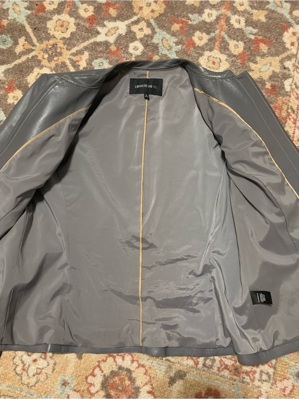 Lafayette 148 Butter Soft 100% Gray Leather Jacket size 8 - Picture 9 of 12
